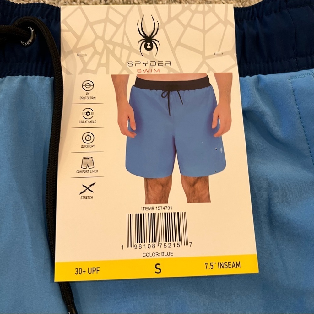 Spyder NWT Swim Trunks Shorts Swim Men’s Size Small Blue 7.5” Inseam #1574791 - Picture 5 of 11